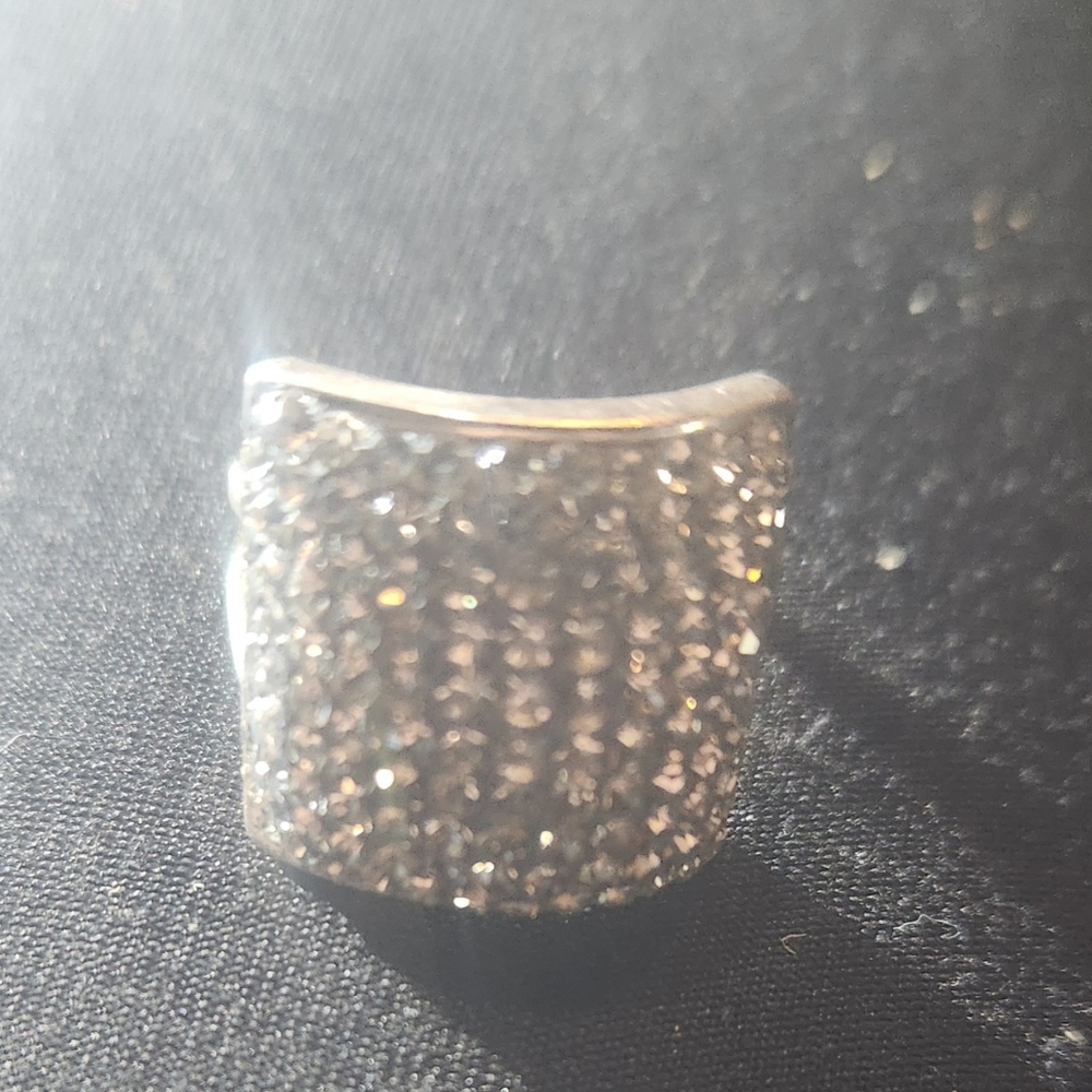 Sterling Silver Textured With Crystal Stones Squa… - image 2